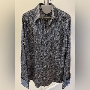Ann Taylor Satin Pattern Button Blouse